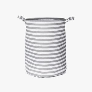 Laundry Basket with Gray and White Stripes